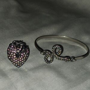 Snake Pink Rhinestone Bracelet & Ring Set
